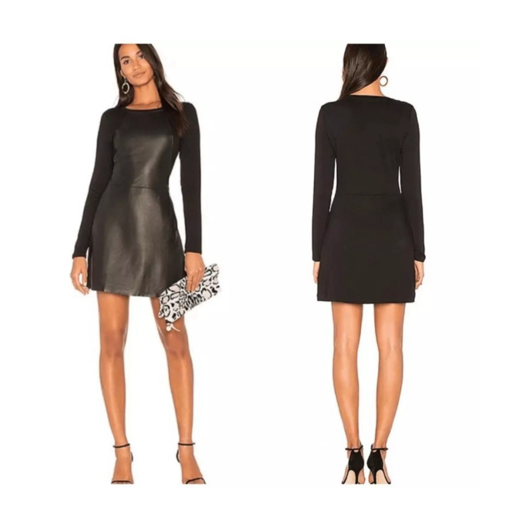 Michael Stars Dress Size X-Small Black Shantelle 100% Lambskin Leather and Knit - Picture 1 of 10